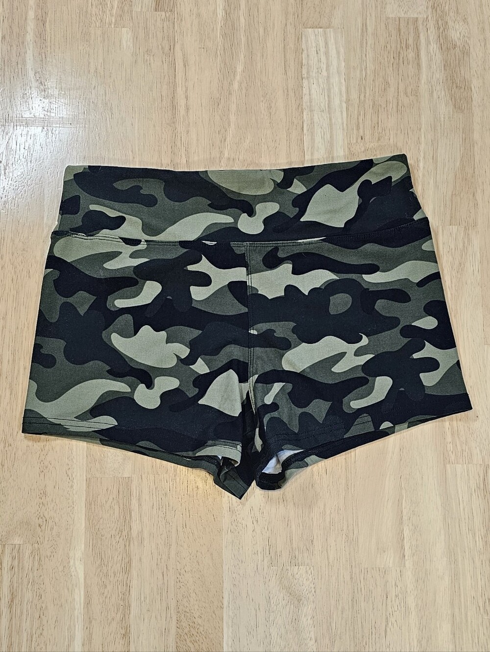 Camo Print Stretch Shorts